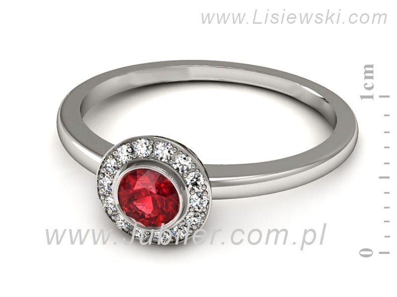 Pierścionek z rubinem i brylantami - P15168br1 — zdjęcie 2