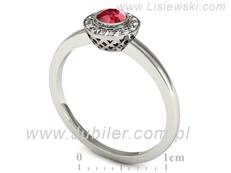 Pierścionek z rubinem i brylantami - P15168br1 — zdjęcie 3