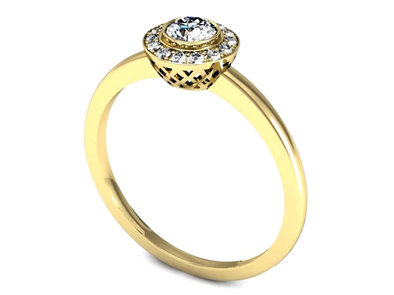 Złoty pierścionek z brylantami żółte złoto - P15168z — zdjęcie 3