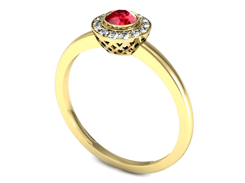 Pierścionek z rubinem i brylantami - P15168zr1 — zdjęcie 3