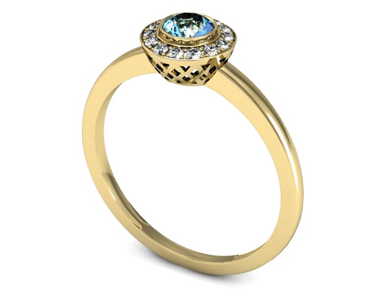 Złoty pierścionek z topazem i brylantami - P15168ztp — zdjęcie 3