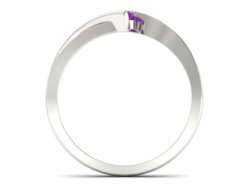 Złoty pierścionek z ametystem i brylantami - P15169bam — zdjęcie 2
