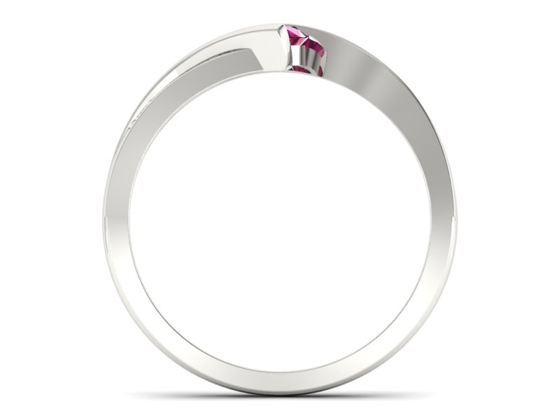 Pierścionek z rubinem i brylantami białe złoto - P15169br — zdjęcie 2