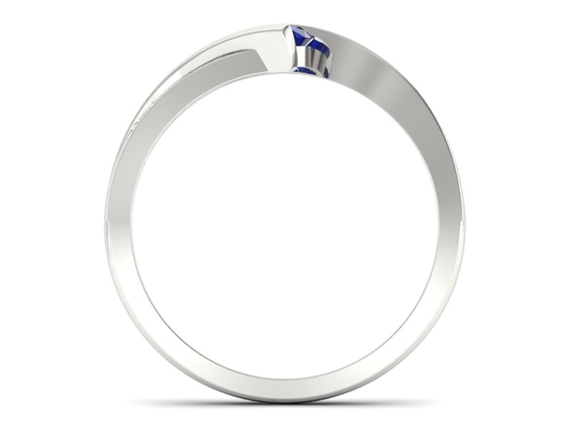 Pierścionek z szafirem i brylantami białe złoto - P15169bsz — zdjęcie 2