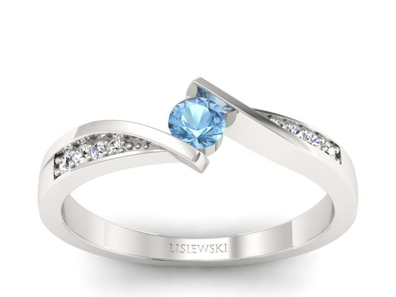 Pierścionek z topazem i brylantami białe złoto - P15169btp