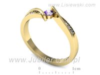 Pierścionek z ametystem i brylantami żółte złoto próba 585 - P15169zam- 3