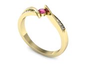 Złoty pierścionek z rubinem i brylantami - P15169zr - 3