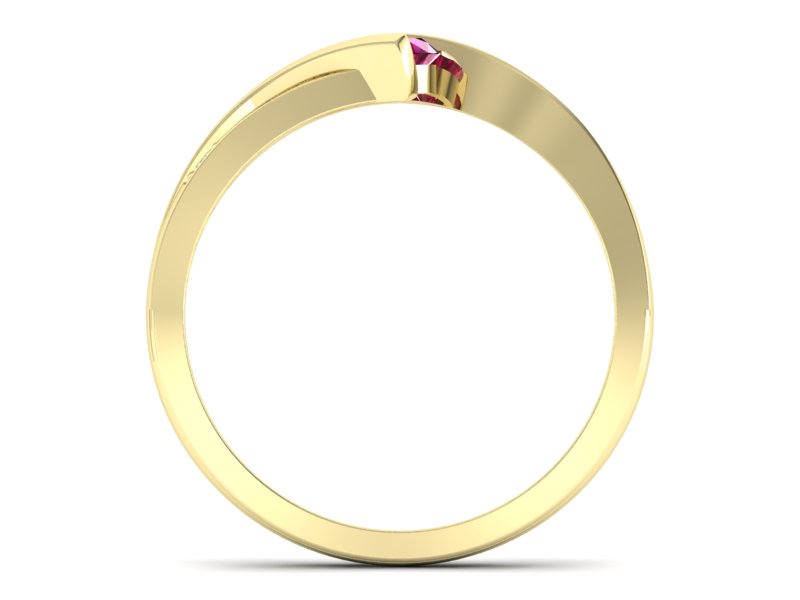 Złoty pierścionek z rubinem i brylantami - P15169zr — zdjęcie 2