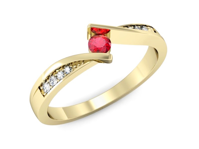 Pierścionek z rubinem i brylantami - P15169zr1 — zdjęcie 4