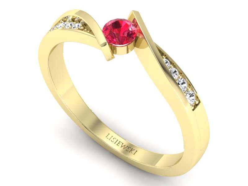 Pierścionek z rubinem i brylantami - P15169zr1 — zdjęcie 3