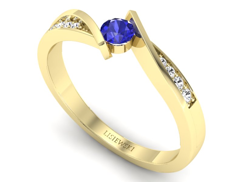 Pierścionek zaręczynowy z szafirem i brylantami - P15169zszc — zdjęcie 3