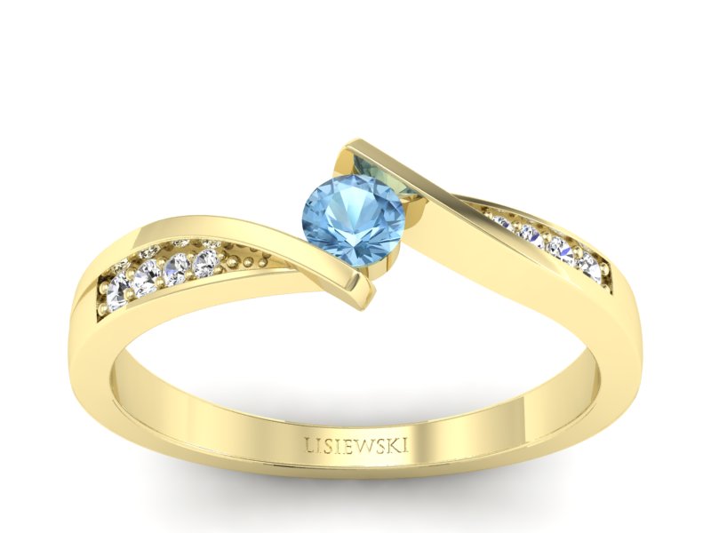 Złoty pierścionek z topazem i brylantami - P15169ztp
