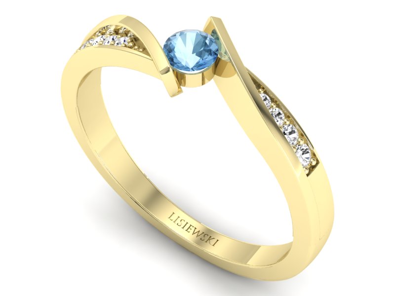 Złoty pierścionek z topazem i brylantami - P15169ztp — zdjęcie 3