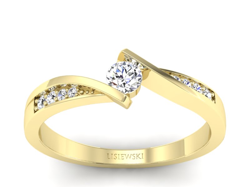 Złoty pierścionek z brylantami żółte złoto - P15169zV