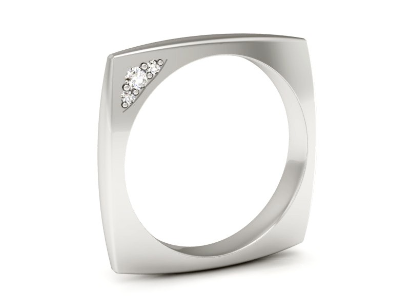 Pierścionek obrączka z brylantami białe złoto - P15170b — zdjęcie 3