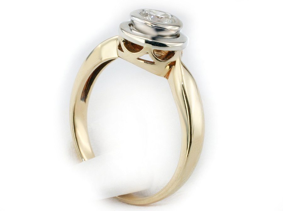 Pierścionek z brylantem z białego i żółtego złota - P15173bz — zdjęcie 3