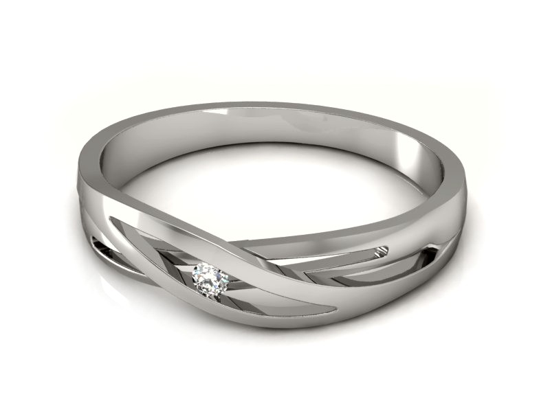 Złoty pierścionek z brylantem białe złoto - P15180b — zdjęcie 2