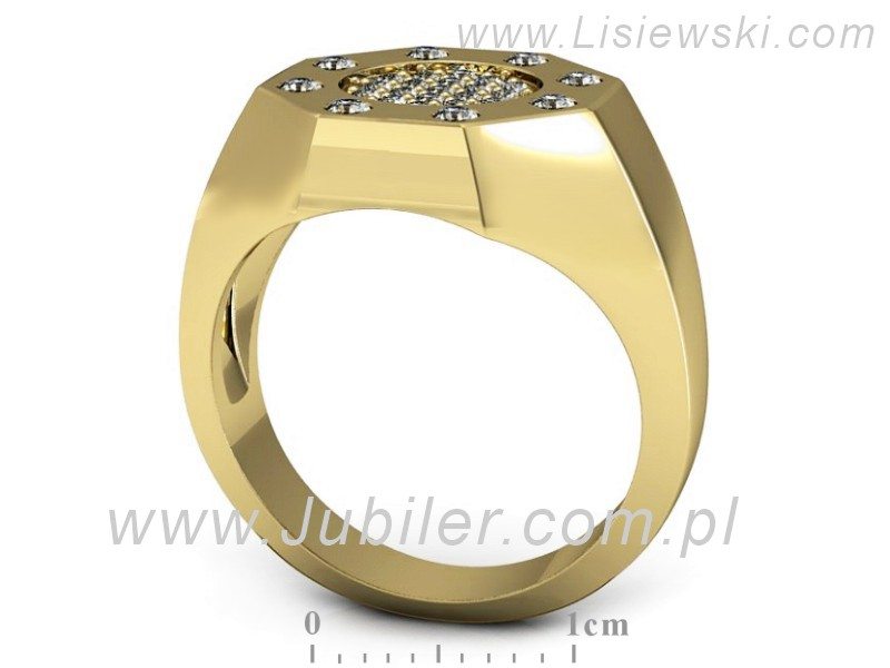 Sygnet męski złoty z brylantami żółte złoto - P15183z — zdjęcie 3