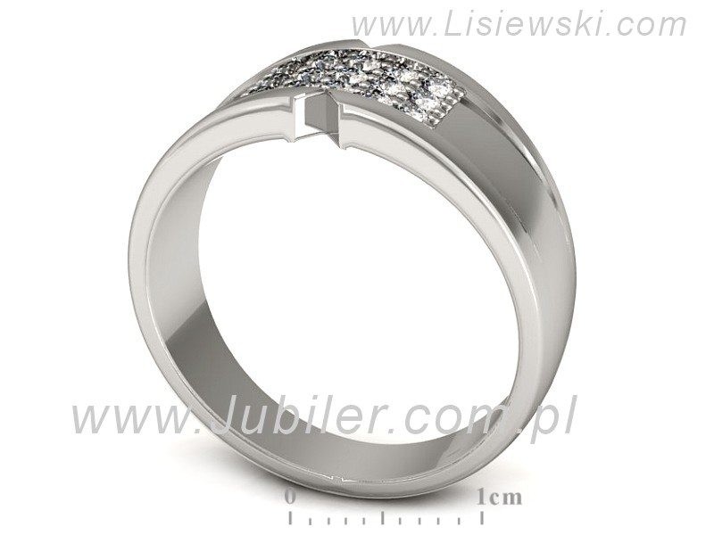 Sygnet męski złoty z brylantami białe złoto - P15185b — zdjęcie 3