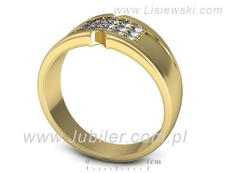 Sygnet męski złoty z brylantami żółte złoto - P15185z — zdjęcie 3