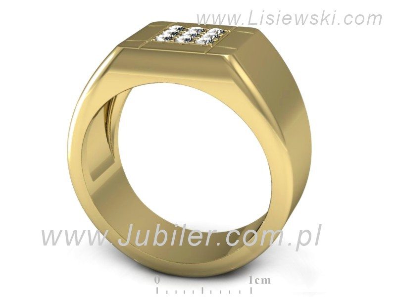 Sygnet męski złoty z brylantami żółte złoto - P15186z — zdjęcie 3
