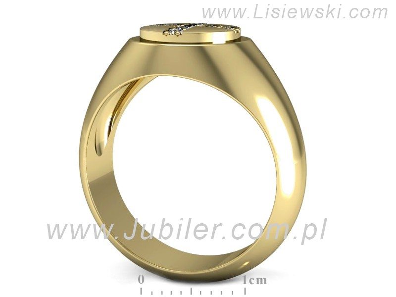 Sygnet męski złoty z brylantami żółte złoto - P15187z — zdjęcie 3