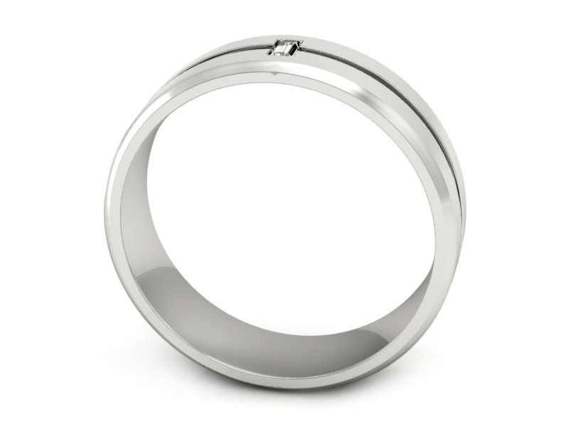 Obrączka białe złoto z diamentem - P15189b — zdjęcie 3