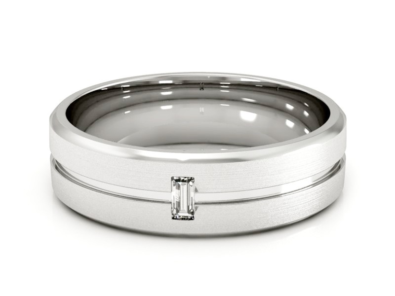 Obrączka białe złoto z diamentem - P15189bmp — zdjęcie 2