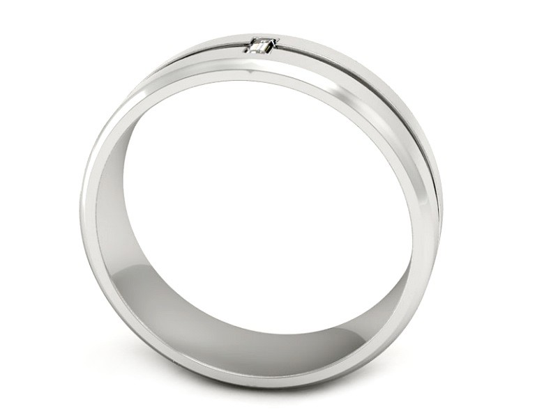 Obrączka białe złoto z diamentem - P15189bmp — zdjęcie 3