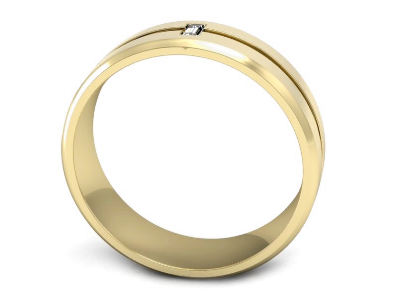 Obrączka żółte złoto z diamentem - P15189z — zdjęcie 3
