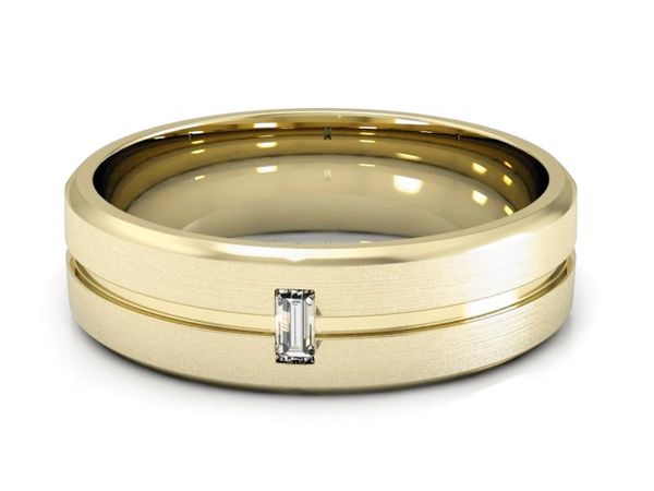 Obrączka żółte złoto z diamentem próba 585 - P15189zmp