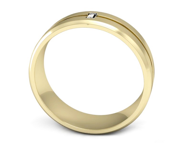 Obrączka żółte złoto z diamentem - P15189zp — zdjęcie 3