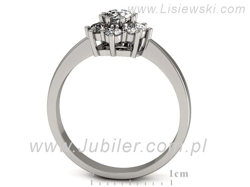 Złoty pierścionek z diamentami białe złoto - P15190b — zdjęcie 3