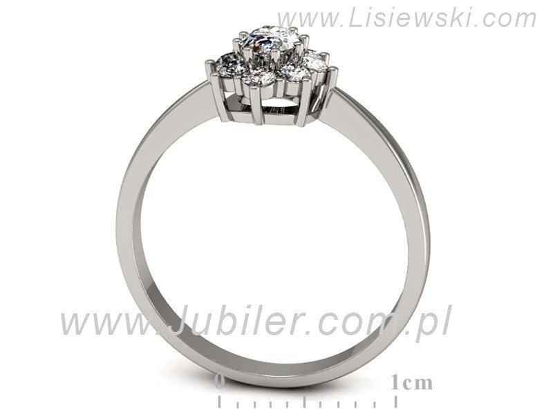 Złoty pierścionek z diamentami białe złoto - P15191b — zdjęcie 3