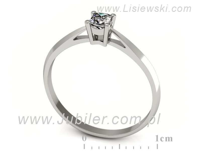 Złoty pierścionek z diamentem białe złoto - P15192b — zdjęcie 3