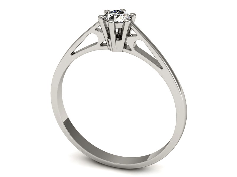 Złoty pierścionek z brylantem białe złoto - P15193b — zdjęcie 3