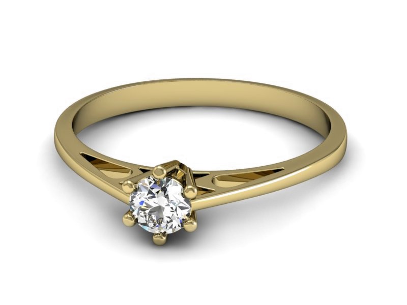 Złoty pierścionek z brylantem żółte złoto - P15193z — zdjęcie 2