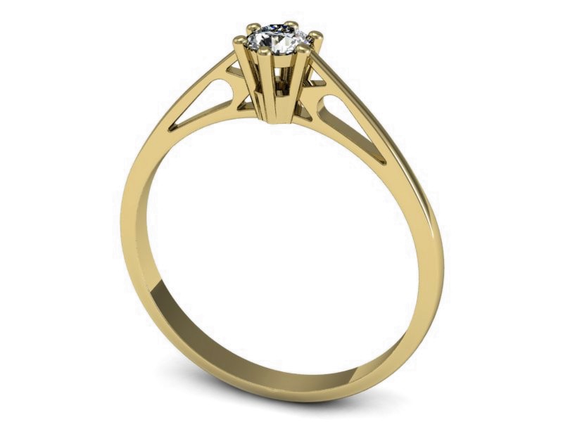 Złoty pierścionek z brylantem żółte złoto - P15193z — zdjęcie 3