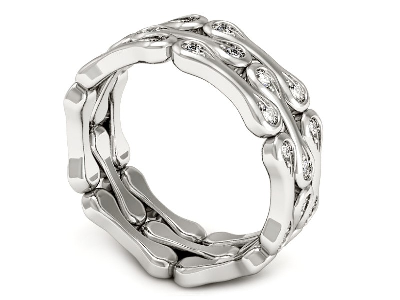 Pierścionek obrączka z brylantami białe złoto - P15194b — zdjęcie 3