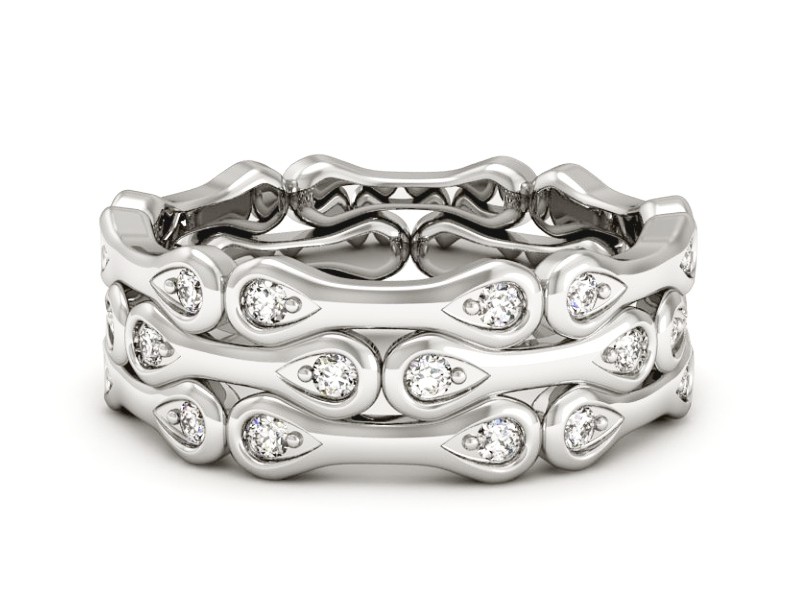 Pierścionek obrączka z brylantami białe złoto - P15194b — zdjęcie 2