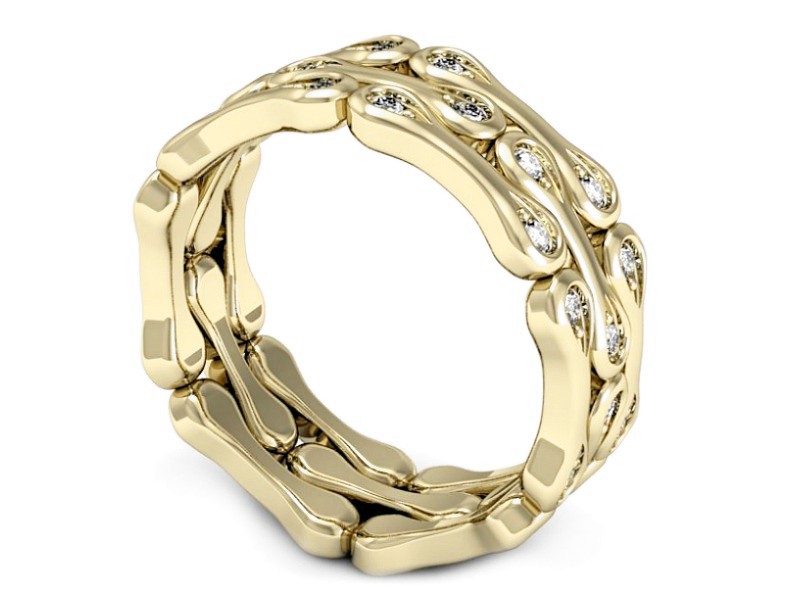 Obrączka z brylantami żółte złoto - P15194z — zdjęcie 3