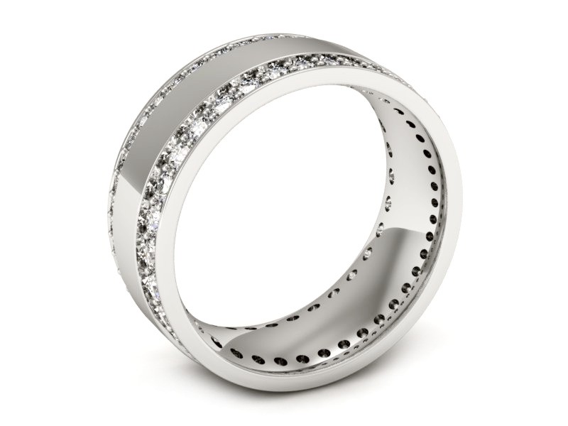Pierścionek obrączka z brylantami białe złoto - P15195b — zdjęcie 3