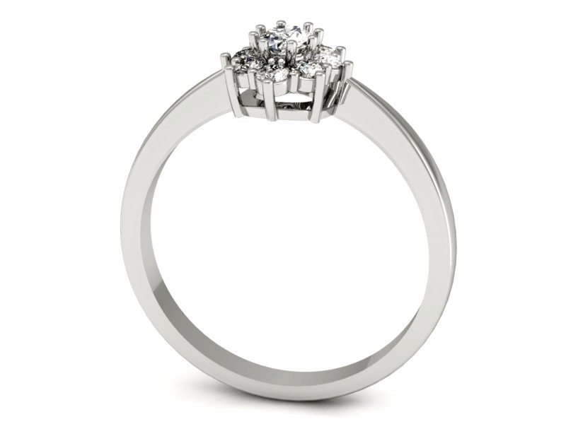 Pierścionek białe złoto z diamentem i brylantami - P15197b — zdjęcie 3