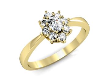 Złoty Pierścionek z diamentami żółte złoto 585 - P15197z - 1