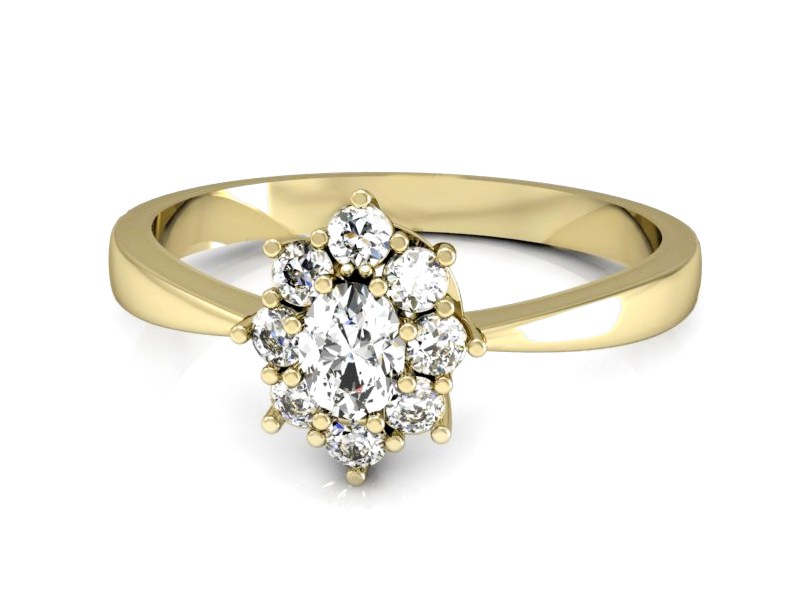 Złoty pierścionek z diamentami żółte złoto - P15197z — zdjęcie 2