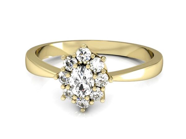 Złoty Pierścionek z diamentami żółte złoto 585 - P15197z