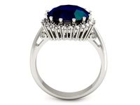Pierścionek z szafirem i brylantami z białego złota 585 - P15198bsz- 3