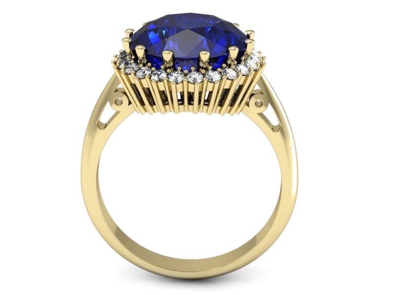 Złoty pierścionek z szafirem i brylantami - P15198z — zdjęcie 3