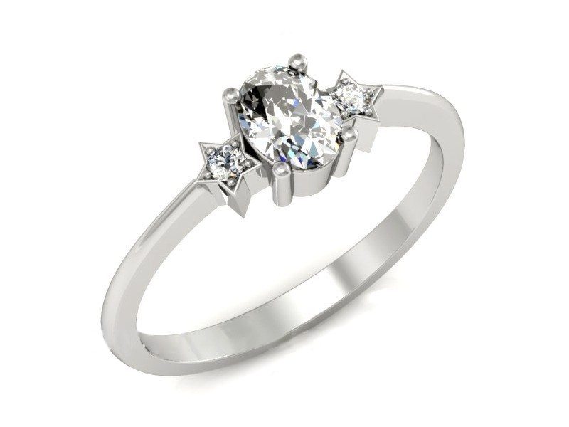 Złoty pierścionek z diamentami białe złoto - P15200b