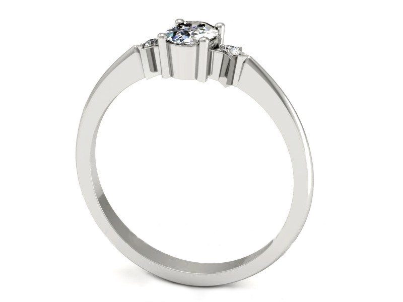 Złoty pierścionek z diamentami białe złoto - P15200b — zdjęcie 3